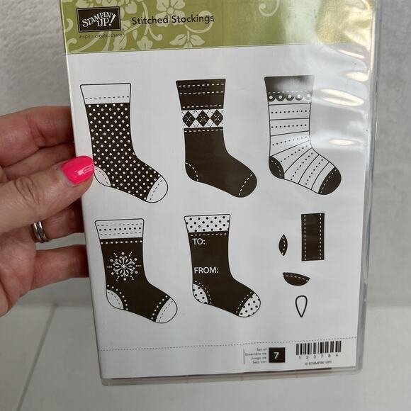 Stampin Up STITCHED STOCKINGS Coordinating Punch Christmas Winter Retired XL - Picture 6 of 11